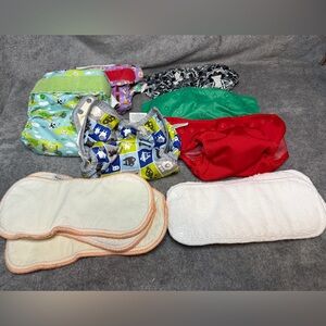 6 Cloth Diaper Lot Totsbots, Rumparooz, Button diapers And Flips